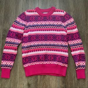 J. Crew Pink Fair Isle Scoop Neck Sweater Size XXS